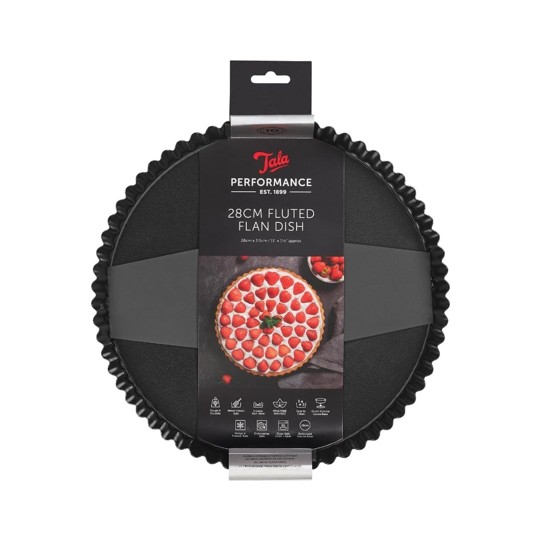 Moule à quiche cannelé en acier carbone 28 cm avec fond amovible