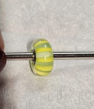 Authentic Trollbeads Green & Yellow Stripe Gl...