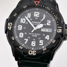 Casio Quartz Diver Style Watch – Black Resin 100M Water Resist Arabic Dial Date