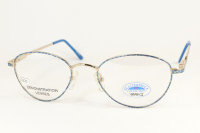 EyeQ Masterpiece JANET Blue/Gold 51-19-140 Aviator Eyeglass Frame Flex Hge D220