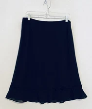 MSK Skirt Womens XL Black Black Chiffon Bow Detail Ruffle Whimsigoth Fairy Y2K