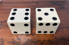 Pair of JUMBO DICE - White with Black Pips 1 15/16  