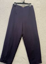 Talbots Women's Pants Size 12 Blue Pure Silk Lined Dress Trousers Classic Fit
