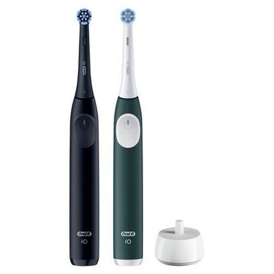 New Oral B 62418 IO SERIES 2 Duo Pack Night Electric Toothbrush Black & F