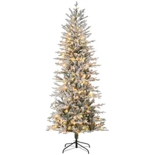 HOMCOM 7.5ft Tall Prelit Artificial Christmas Tree Holiday Dcor w/850 Snow Floc