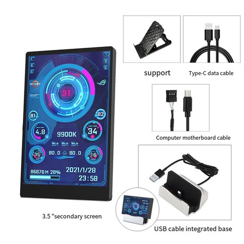 Portable 3 5 IPS Type C Computer Display for Improved Workspace Efficiency - Afbeelding 12 van 14