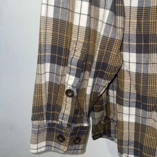 Duluth Mens 2XL Charcoal Mustard Plaid Long Sleeve Button Free Swingin Flannel - Picture 6 of 9