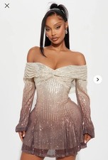 Fashion Nova Sparkly Off-Shoulder Dress