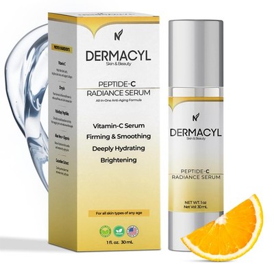 Dermacyl Vitamin C Serum for Face, Peptide Serum with Hyaluronic Acid for Ant...