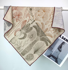 70 Cashmere 30 Silk Shawl 26'' Bandanna leaf Print Neckerchief Scarf Wrap