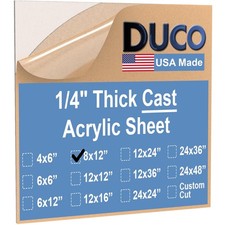 Duco Made 1/4" Acrylic Sheet - Transparent, Lightweight, Easy to Cut 8" x 12"