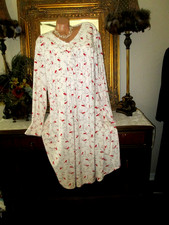 Secret Treasures Nightgown XL 16/18 Cardinals Lace Plush Fleece Buttons L/S