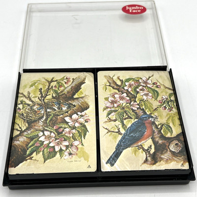 Vintage Hoyle Stancraft Playing Cards Bird Breakfast is Served Jumbo Face Case