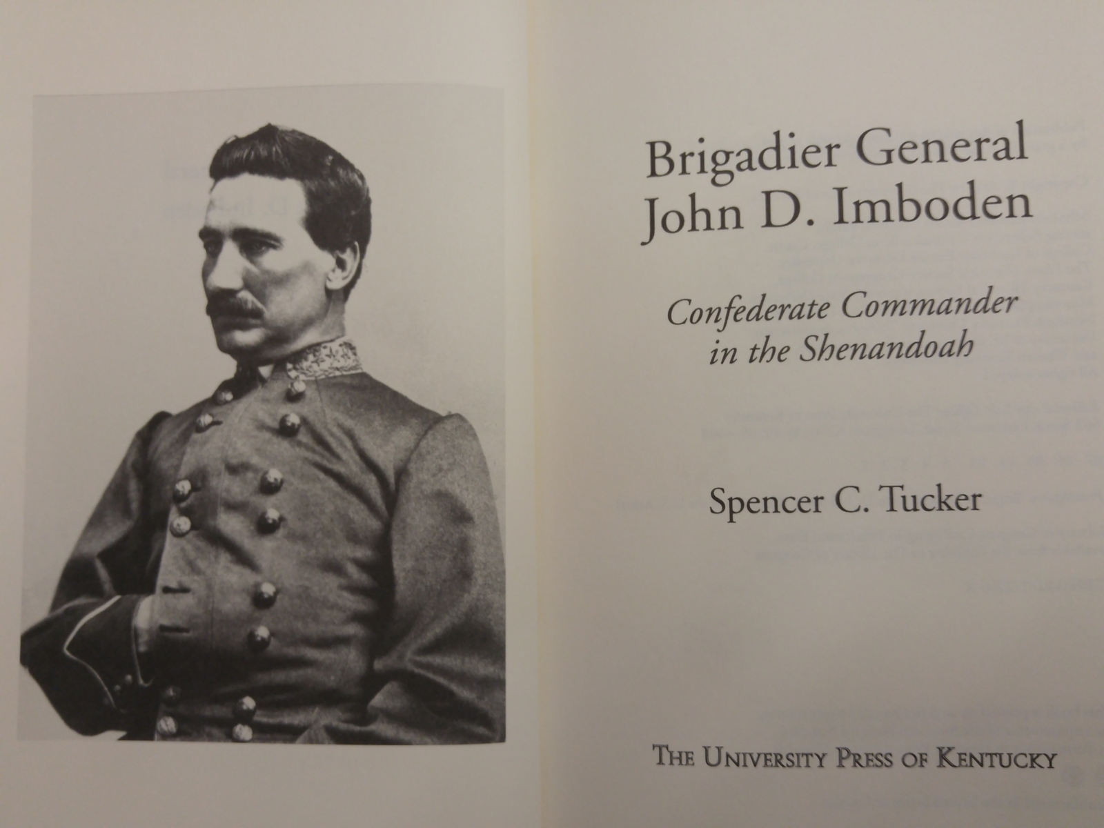Civil War Confederate General John D. Imboden Shenandoah NEW hb/dj