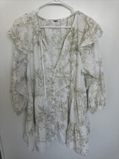 Woman Free People Size M Green Tea Combo Swing Dress