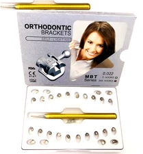 Dental Self Ligating Orthodontic Metal Brackets Roth MBT 022 345 Hooks Gold