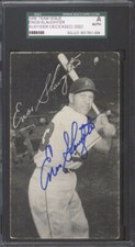 1956 ENOS SLAUGHTER KANSAS CITY A'S AUTOGRAPHED SGC UNCATALOGED ADVERTISING CARD