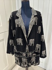 Chico’s Design Indian Cotton Boxy Elephant Print Jacket Large Festival