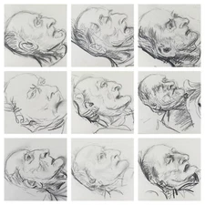 Collection 15 Drawings Painter G. Pancaldi My Father Near Death P28.10