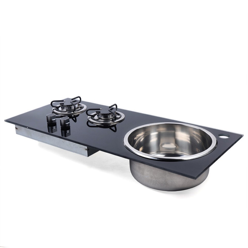 2 Burner LPG With Sink Combo Cooktop Boat Caravan RV Camper Gas Stove