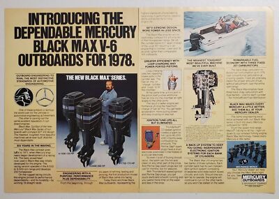 1977 Print Ad 1978 Mercury Black Max V-6 Outboard Motors Fond du Loc,WI