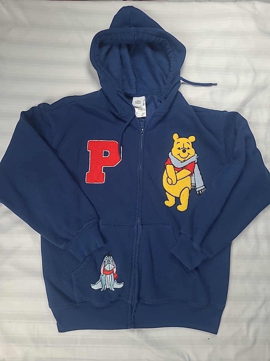Champion Winnie the Pooh スウェット Medium Winnie The Pooh Sweatshirt Mens Medium Blue Hoodie Full Zip Disney