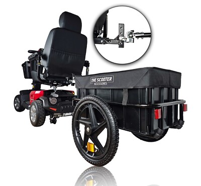 Cargo Trailer for Electric Mobility Scooter. Sturdy with Heavy Duty Large Tires