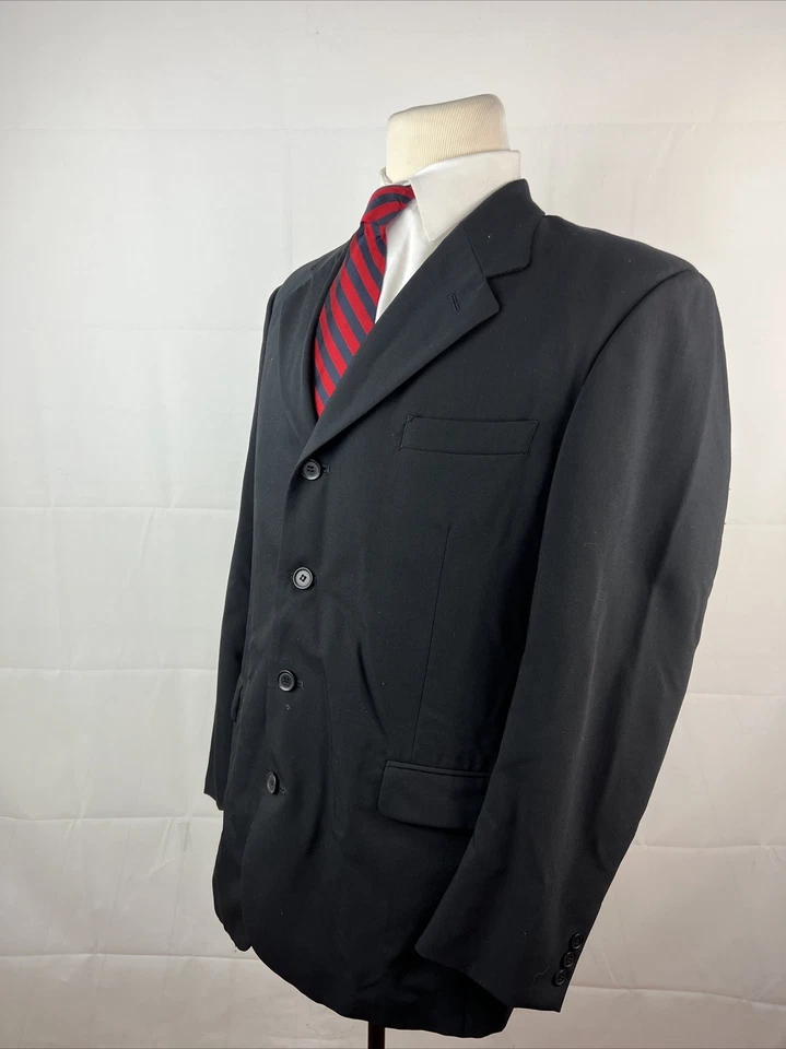 Blazer Raspinni de lana lisa negra para hombre 40R $395 Foto 3 de 4