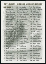 2002 Topps Tribute Milestones & Memorable  Materials Silver Base Set (90) $465MT