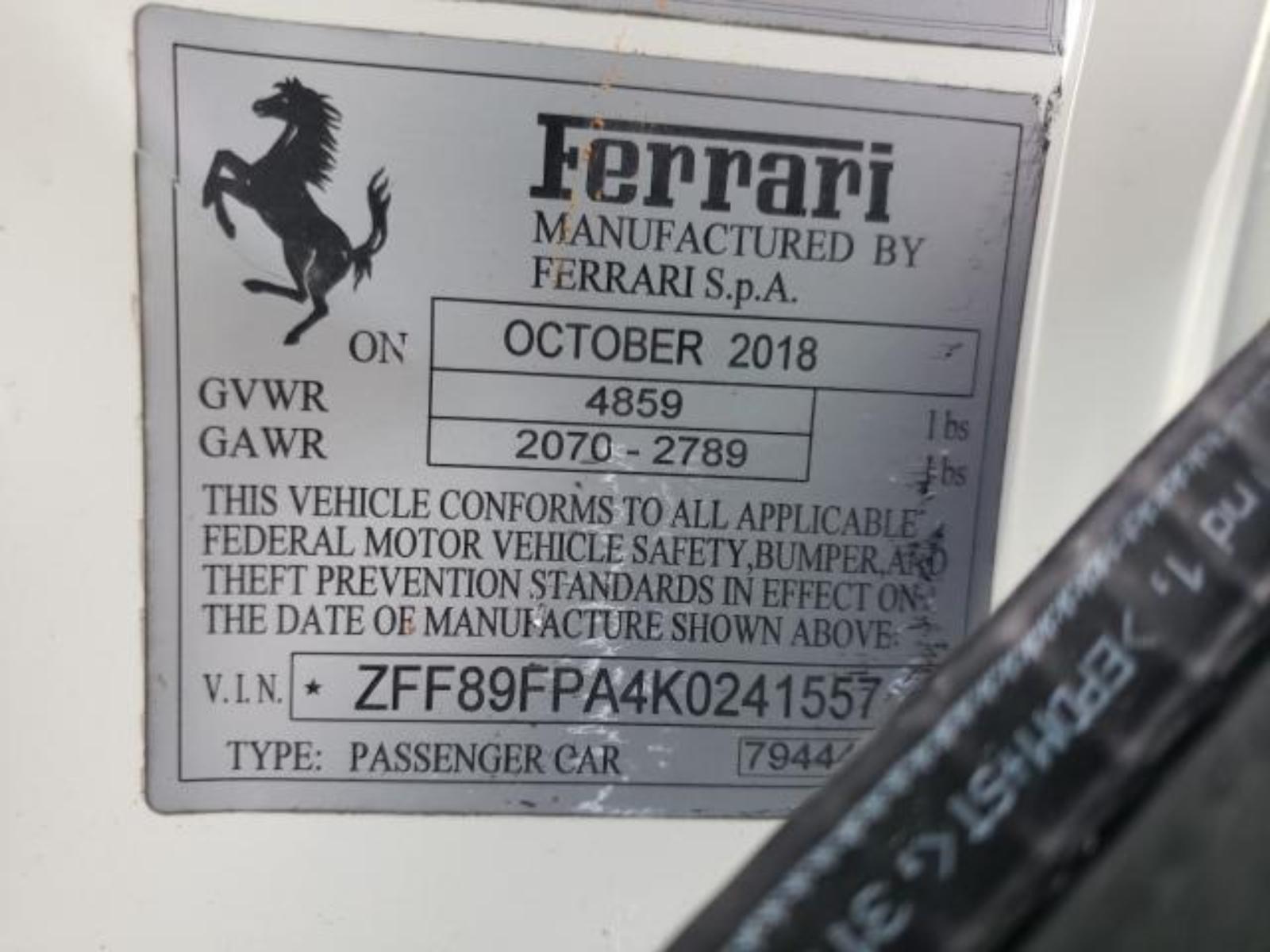 2017-2020 Ferrari Portofino REAR Engine Crossmember; Part # 985780865