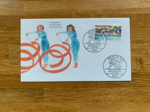 GERMANY BERLIN 1987 FDC FUR DEN SPORT RHYTHMIC GYMNASTICS GYM GYMNAST RIBBONS