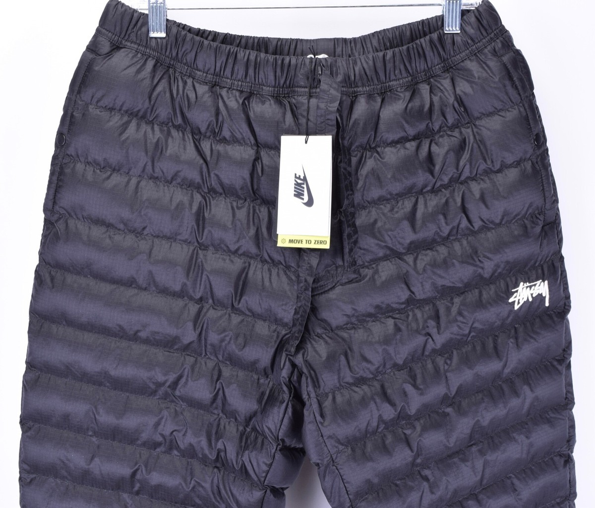 NIKE X STUSSY INSULATED PUFFER PANTS MENS L BLACK DC1092-010 NEW W