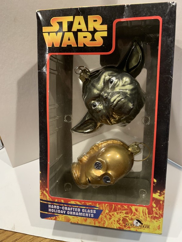 KURT S ADLER HAND CRAFTED STAR WARS YODA C3PO ORNAMENT IN ORIG BOX