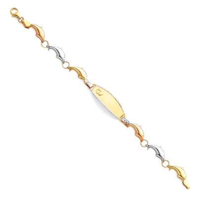 Gold 14K Tri Color Gold Light Stampato ID Armband - 6''