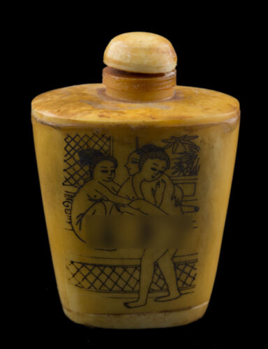 Flasche Tabakdose Flasche Art Shunga Erotik Japanisch Vintage 25373 E7 - Bild 1 von 2
