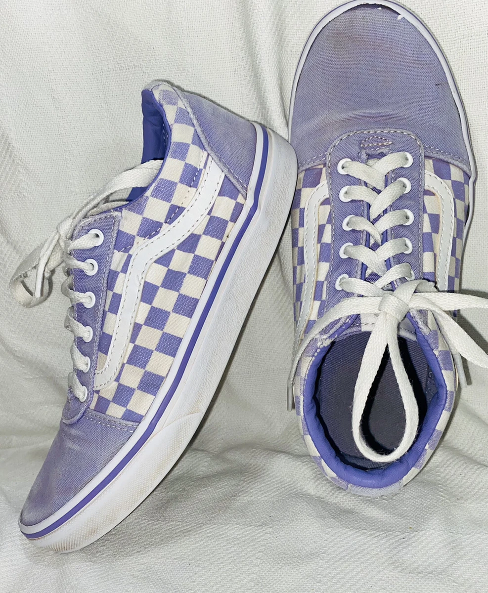 Vans Off The Wall Old Skool Women s size 5 Purple and White Check