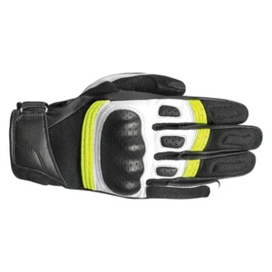 Oxford RP-6S Leather Motorcycle Gloves Mens Ce Black White Fluo