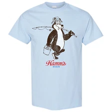Hamm's Beer Bear Gone Fishin' T-Shirt Blue
