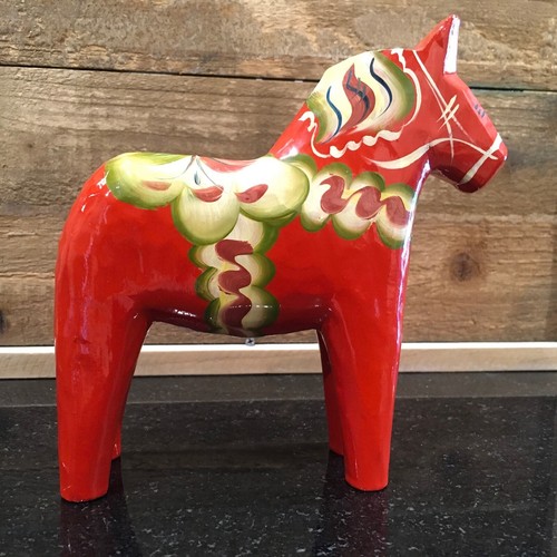Nils Olsson Red Orange Swedish Dala Horse Folk Art 6" With Label | eBay