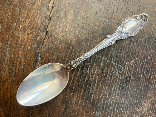 Antique Sterling GORHAM VIRGINIANA 1904 Teaspoon No Mono ART NOUVEAU FLORAL