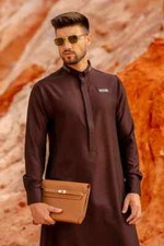 R24 LAWUNG Al-Ameer Adult Men's Thobe Modern Design Arabian Jubbah Burgundy