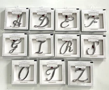 Wondershop Christmas Ornament  Metal Monogram Initial letter Silver