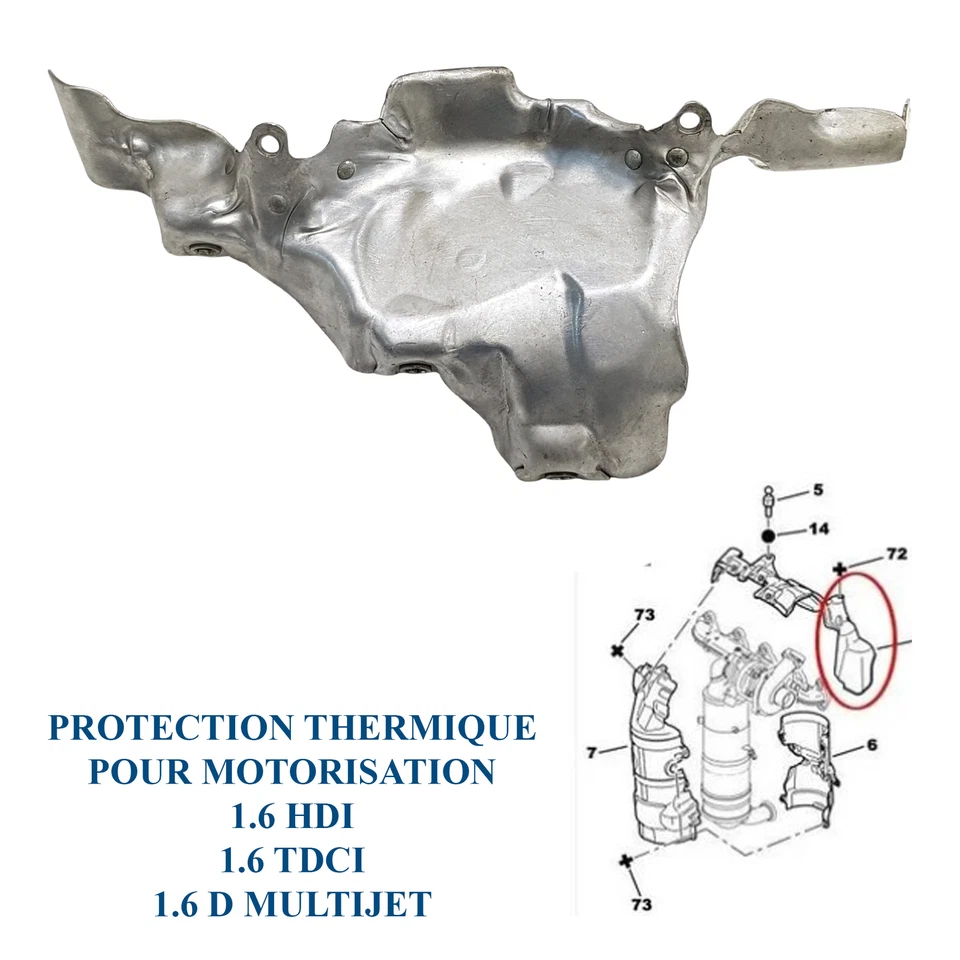 Tole anti chaleur pour echappement 1.6 hdi Peugeot & Citroen = 1723T3 - Imagen 3 de 4