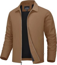 Mens Lightweight Windbreaker Jacket Full Zip Golf Casual Work Coat Outdoor