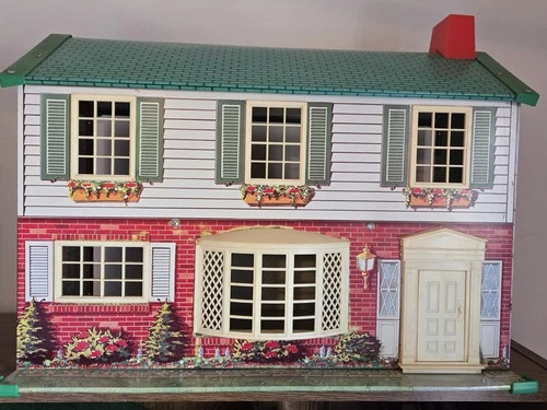 Wolverine Vintage Tin Dollhouse w/ Plastic Windows and Doors Includes Furniture