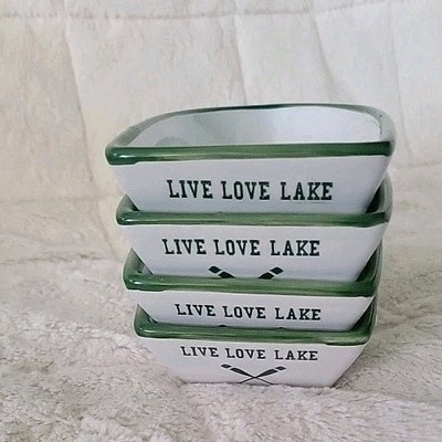 Coastal Living Pyrex Seascapes Row Boat Serving Dishes Dip Bowls Set of 4