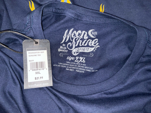 T-shirt uomo Brad Paisley Moon Shine Spirit Eagle Lightning blu navy XXL (2XL) nuova con etichette - Foto 5 di 5