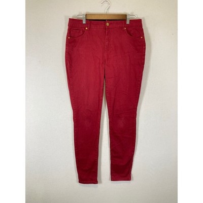 Chic Bold Catherine Malandrino Women 12 Red Skinny Stretch Five Pocket Pants