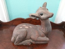 Vintage Country Core Large Spotted Deer Fawn Molded Wax Candle Statue 8"