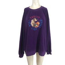 Vintage Disney Store Lady and the Tramp Purple Fleece Sweatshirt XL Embroidered
